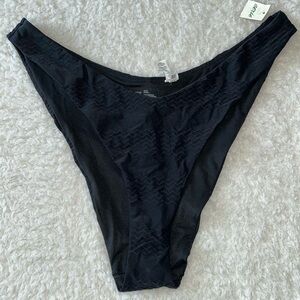 Aerie Cheeky Textured Bikini Bottoms Black XL NEW
